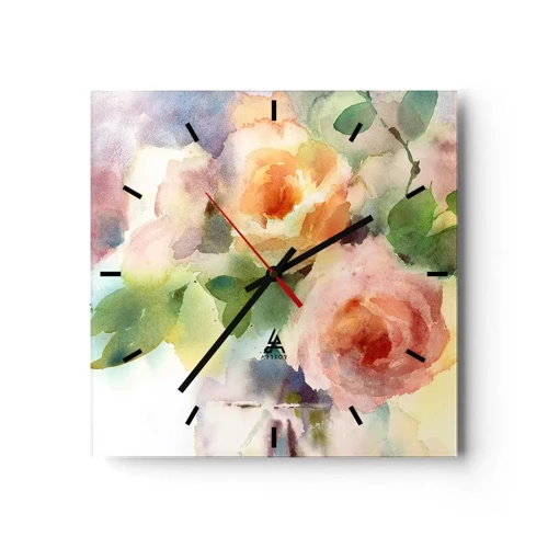 Wall clock - Clock on glass - Delicate Like Watercolour - 30x30 cm