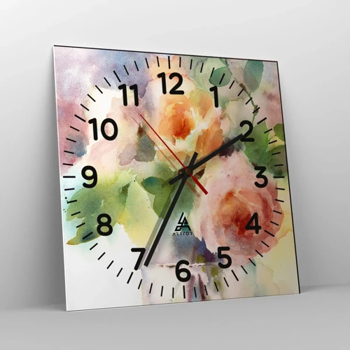 Wall clock - Clock on glass - Delicate Like Watercolour - 30x30 cm