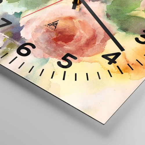 Wall clock - Clock on glass - Delicate Like Watercolour - 30x30 cm