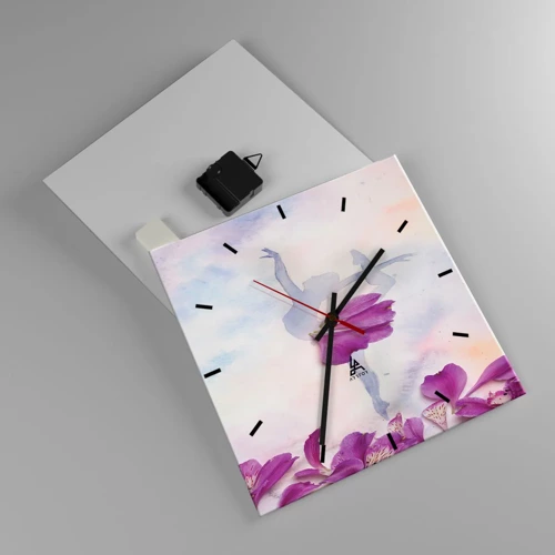 Wall clock - Clock on glass - Delicate Like a Flower - 30x30 cm