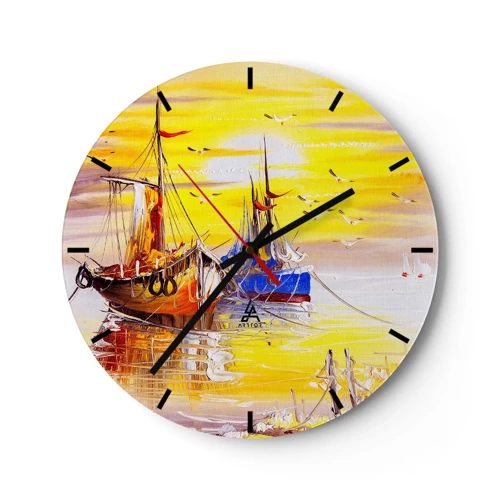 Wall clock - Clock on glass - Deserved Rest in Port - 30x30 cm