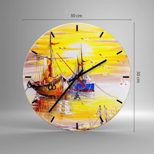 Wall clock - Clock on glass - Deserved Rest in Port - 30x30 cm