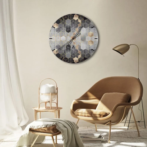 Wall clock - Clock on glass - Diamond Composition - 30x30 cm