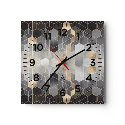 Wall clock - Clock on glass - Diamond Composition - 40x40 cm