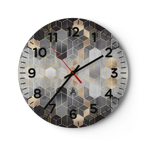 Wall clock - Clock on glass - Diamond Composition - 40x40 cm