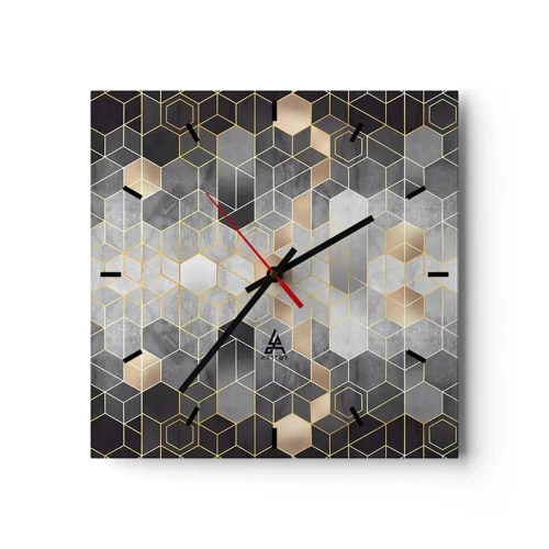 Wall clock - Clock on glass - Diamond Composition - 40x40 cm