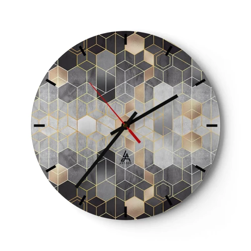 Wall clock - Clock on glass - Diamond Composition - 40x40 cm