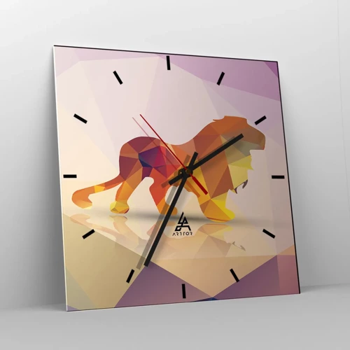 Wall clock - Clock on glass - Diamond King - 30x30 cm