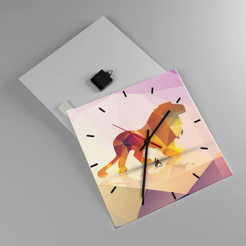 Wall clock - Clock on glass - Diamond King - 40x40 cm