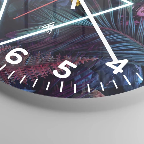 Wall clock - Clock on glass - Disco Style Garden - 40x40 cm