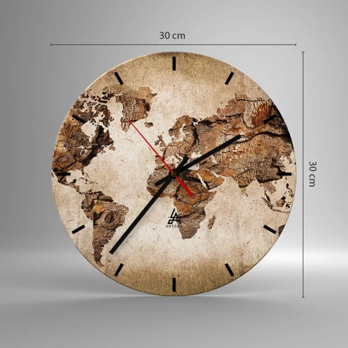 Wall clock - Clock on glass - Discovery of the World - 30x30 cm