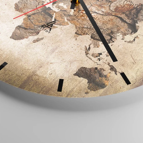 Wall clock - Clock on glass - Discovery of the World - 30x30 cm