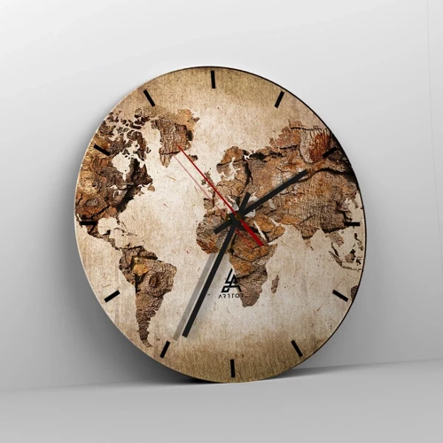 Wall clock - Clock on glass - Discovery of the World - 40x40 cm