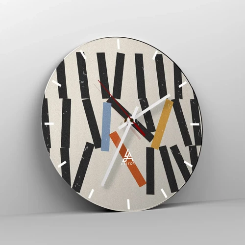 Wall clock - Clock on glass - Domino - Composition - 30x30 cm