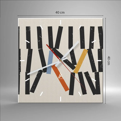 Wall clock - Clock on glass - Domino - Composition - 40x40 cm