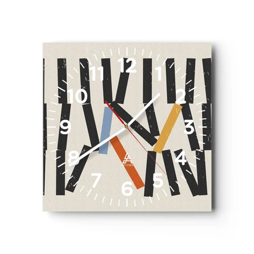 Wall clock - Clock on glass - Domino - Composition - 40x40 cm