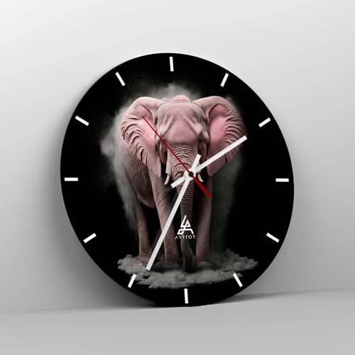 Wall clock - Clock on glass - Don't Think About a Pink Elephant! - 30x30 cm