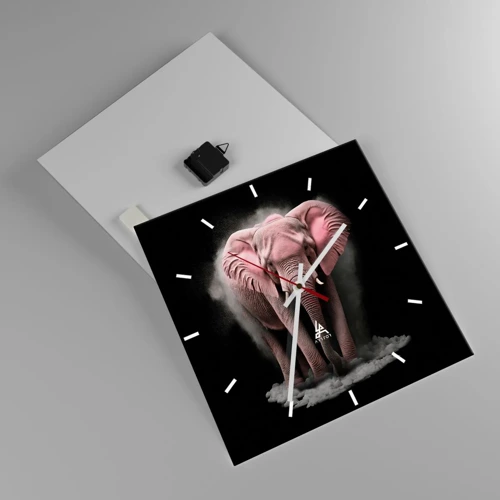 Wall clock - Clock on glass - Don't Think About a Pink Elephant! - 40x40 cm