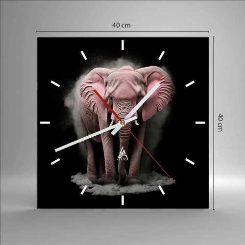 Wall clock - Clock on glass - Don't Think About a Pink Elephant! - 40x40 cm