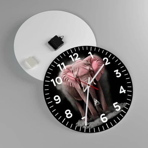 Wall clock - Clock on glass - Don't Think About a Pink Elephant! - 40x40 cm