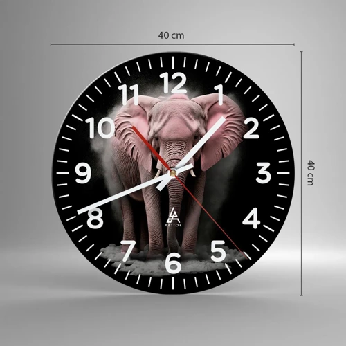 Wall clock - Clock on glass - Don't Think About a Pink Elephant! - 40x40 cm