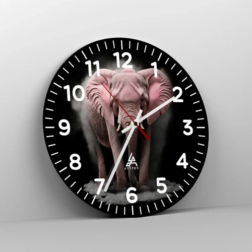 Wall clock - Clock on glass - Don't Think About a Pink Elephant! - 40x40 cm