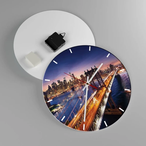 Wall clock - Clock on glass - Down the Illuminated Bridge - 30x30 cm