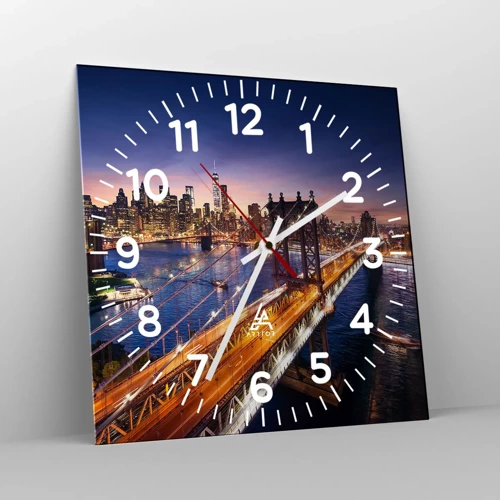 Wall clock - Clock on glass - Down the Illuminated Bridge - 30x30 cm