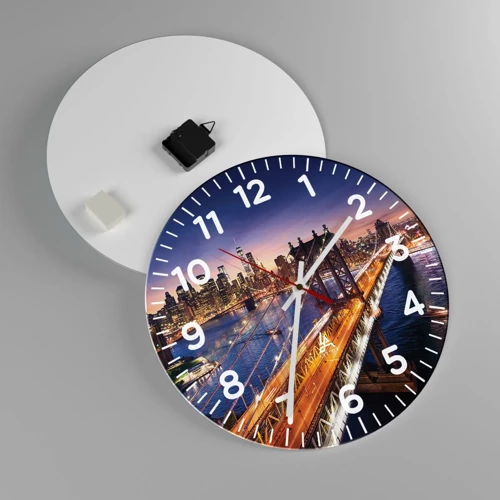 Wall clock - Clock on glass - Down the Illuminated Bridge - 40x40 cm