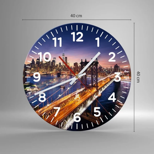 Wall clock - Clock on glass - Down the Illuminated Bridge - 40x40 cm