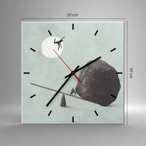 Wall clock - Clock on glass - Dream Come True - 30x30 cm