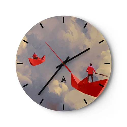 Wall clock - Clock on glass - Dream Trip - 30x30 cm