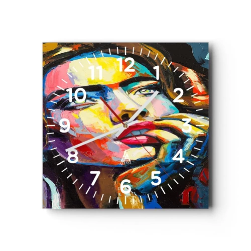 Wall clock - Clock on glass - Dreams Like Birds Flying in the Sky - 30x30 cm