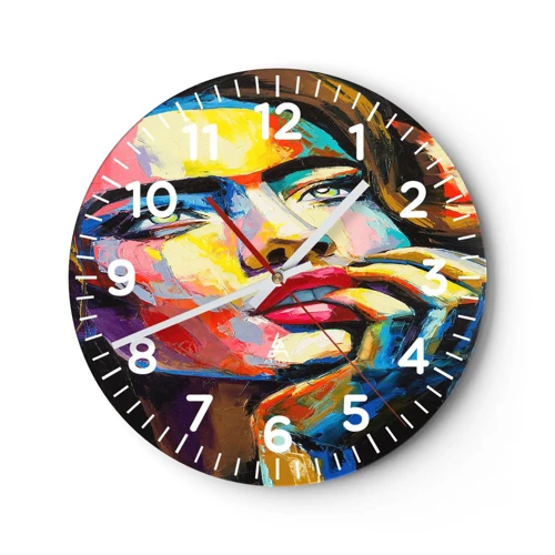 Wall clock - Clock on glass - Dreams Like Birds Flying in the Sky - 30x30 cm