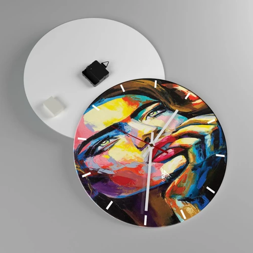 Wall clock - Clock on glass - Dreams Like Birds Flying in the Sky - 40x40 cm