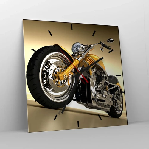 Wall clock - Clock on glass - Dreams of Strength and Speed - 30x30 cm