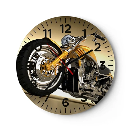 Wall clock - Clock on glass - Dreams of Strength and Speed - 40x40 cm