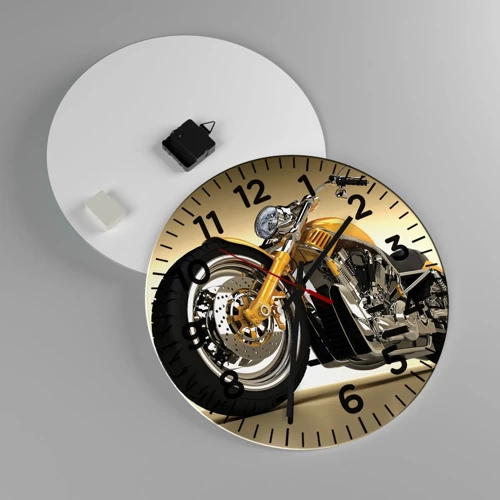 Wall clock - Clock on glass - Dreams of Strength and Speed - 40x40 cm