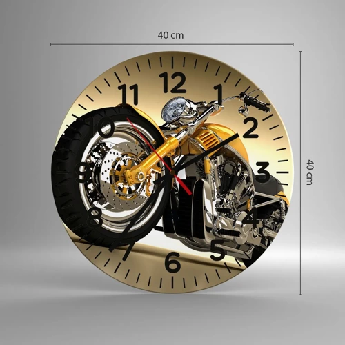 Wall clock - Clock on glass - Dreams of Strength and Speed - 40x40 cm