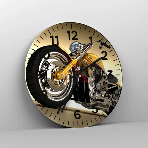 Wall clock - Clock on glass - Dreams of Strength and Speed - 40x40 cm