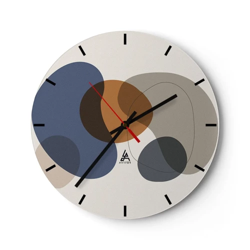 Wall clock - Clock on glass - Drops of Colours - 40x40 cm