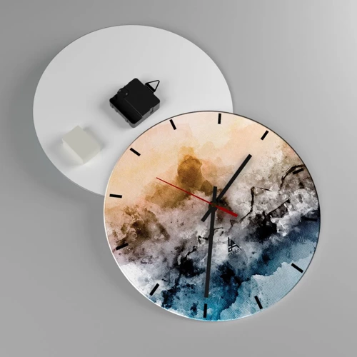 Wall clock - Clock on glass - Drowned in Fog - 30x30 cm