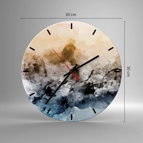 Wall clock - Clock on glass - Drowned in Fog - 30x30 cm