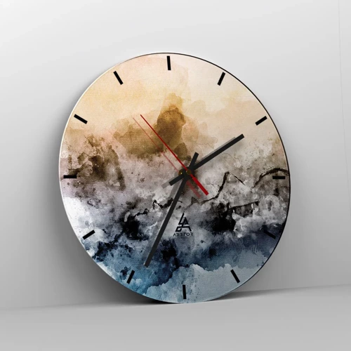 Wall clock - Clock on glass - Drowned in Fog - 30x30 cm