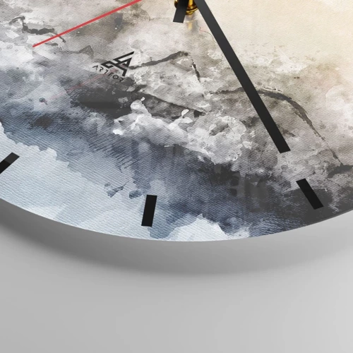 Wall clock - Clock on glass - Drowned in Fog - 30x30 cm