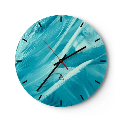 Wall clock - Clock on glass - Drowning in Feathers - 30x30 cm