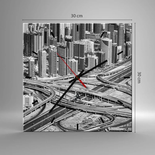 Wall clock - Clock on glass - Dubai - Impossible City - 30x30 cm