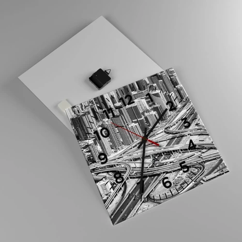 Wall clock - Clock on glass - Dubai - Impossible City - 40x40 cm