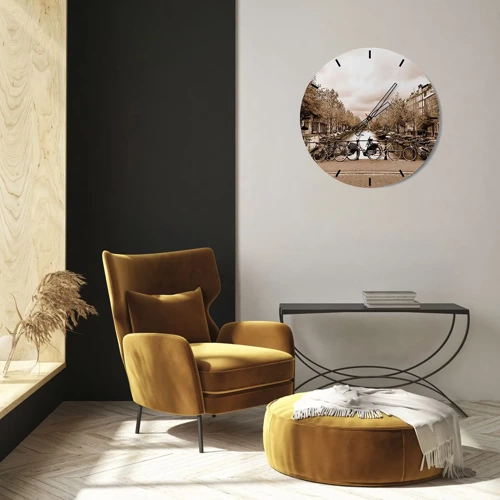 Wall clock - Clock on glass - Dutch Atmosphere - 40x40 cm