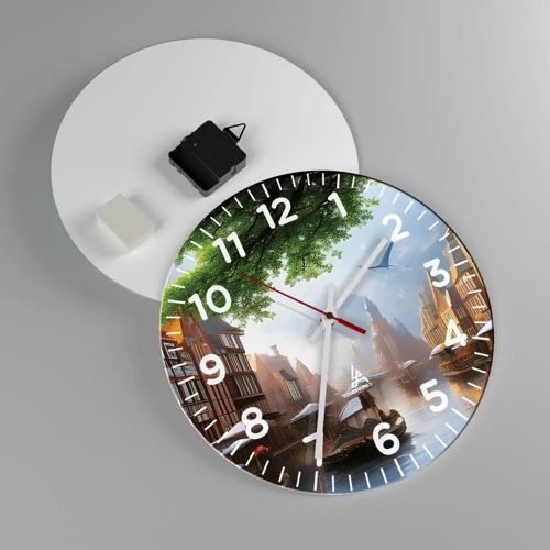 Wall clock - Clock on glass - Dutch Urban Landscape - 30x30 cm